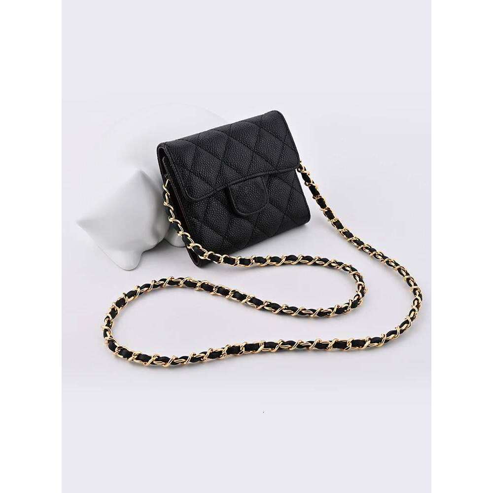 Hot Selling Ort Tee-Tab Wallet Leather Crossbody Bag With Chain Bla Caviar Pattern Faion Accory By San Geng Tu Designer Bags