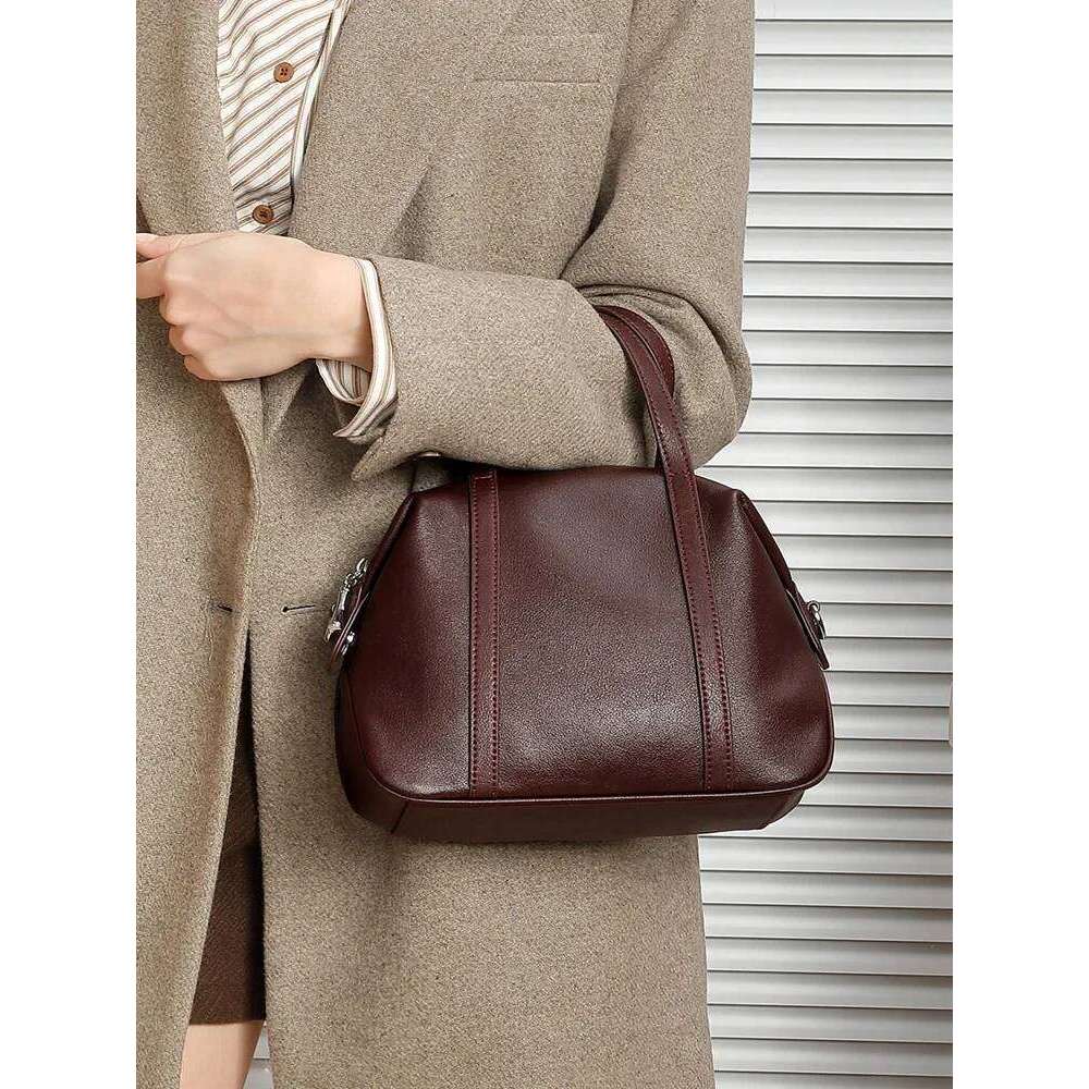Female Cow Real Leather Crossbody Bags Women's Retro Cowhide Shoulder Boston Pillow Bag Lady Fashion Designer Handbags Suotong2509