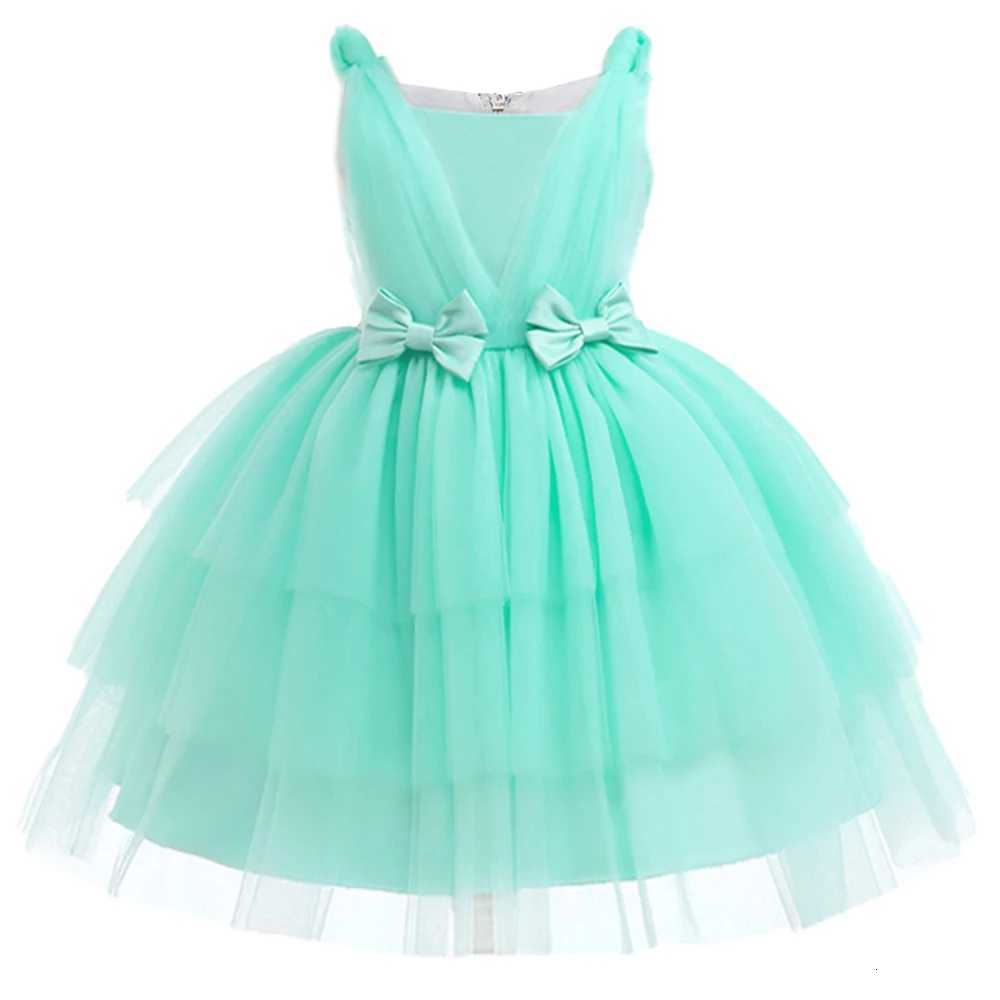 Bow Bridesmaid Girls Christmas Dress Tulle Birthday Party Wedding Kids Dress for Girls New Years Princess Costume Xmas Prom Gown Z250926