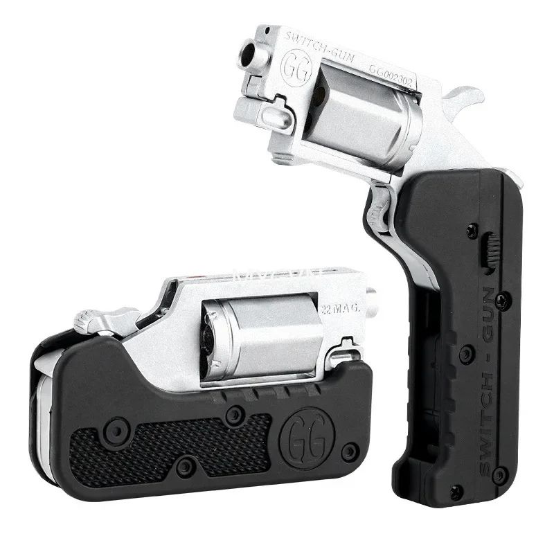 Shell Ejected Alloy Revolver Toy Gun Pistol Foldable Ghost Revolver Burst Model Toy Gun Adult Birthday Gift