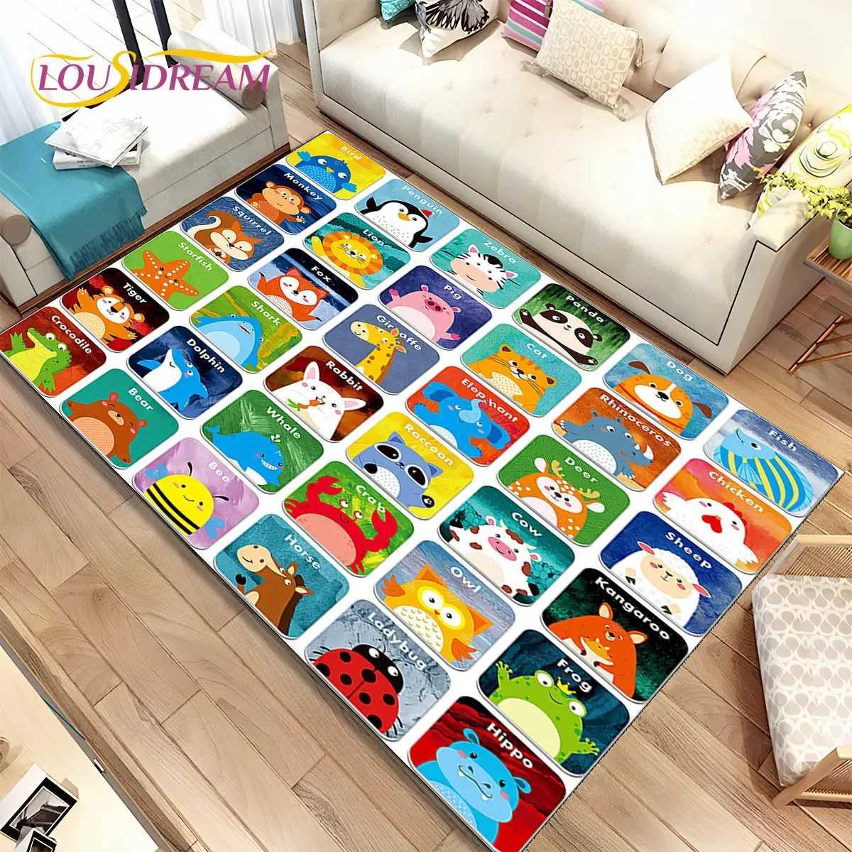 ABC Cartoon Kids Playroom Alphabet Children Crawling Early Education Area RugCarpet for Living Room Bedroom SofaNonslip Mat Y250926