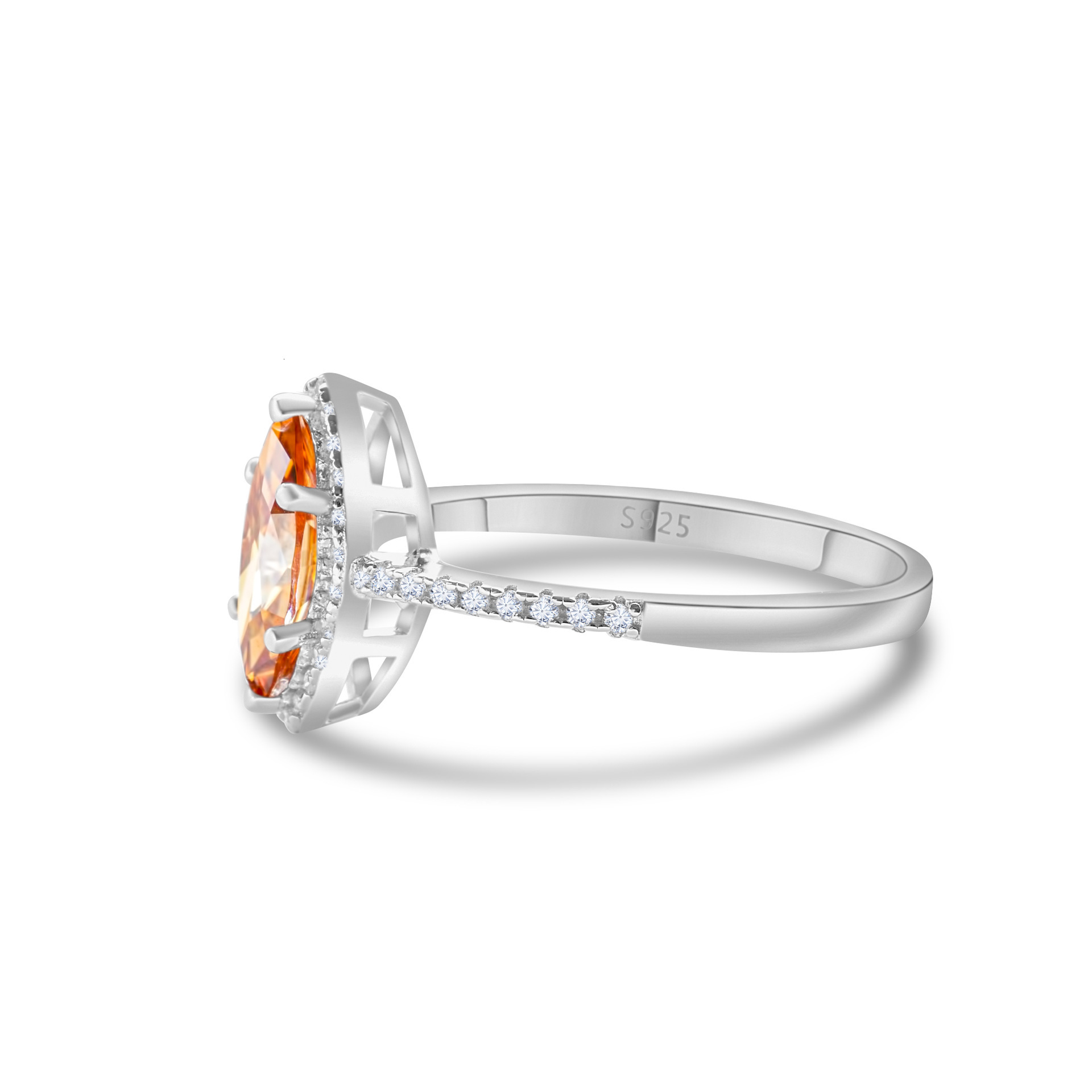 S925 Silver Ring Moissanite Moissanite Diamond Horse Eye Shape Women's European and American One Carat Ring Cross-Border