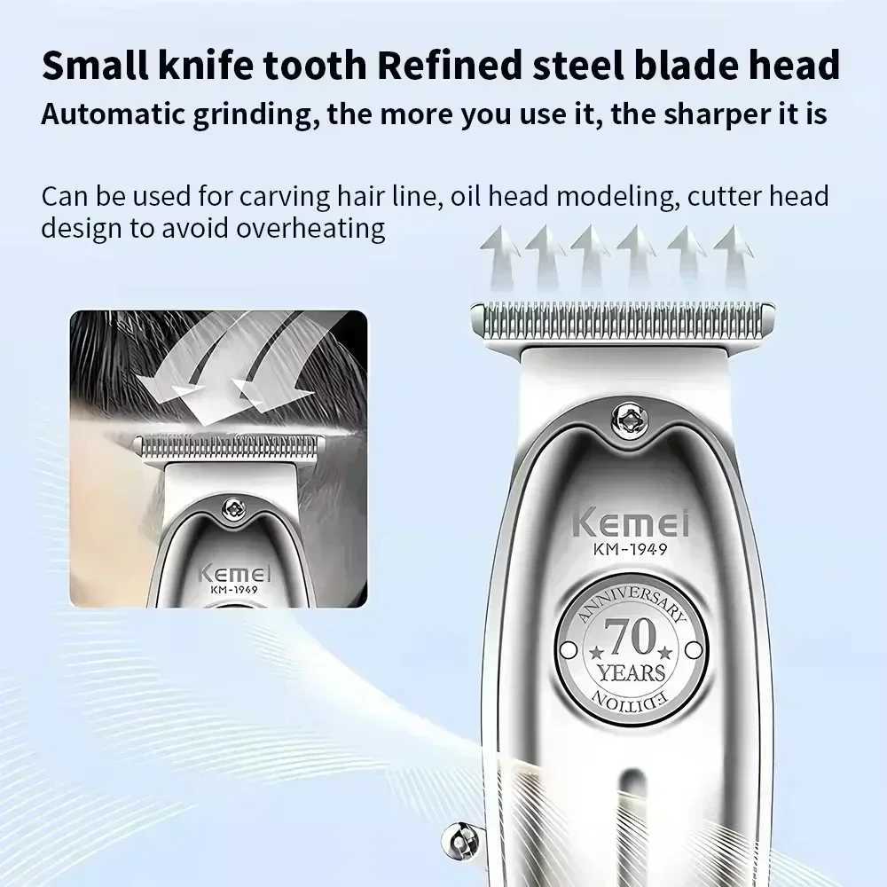 Kemei Hair Clipper KMTX1 KM2010 KM1949 Professional Metal Body Electric Trimmers Rechargeable Mens Shaver Gold and Sliver R250926