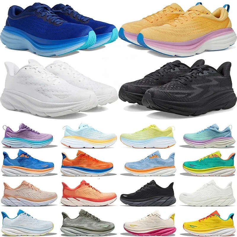 Free shipping Clifton 9 Running Shoes for Men Women Bondi 8 Triple Coastal Sky Shifting Sand Black White Bellwether Blue Castlerock Mens Trainer