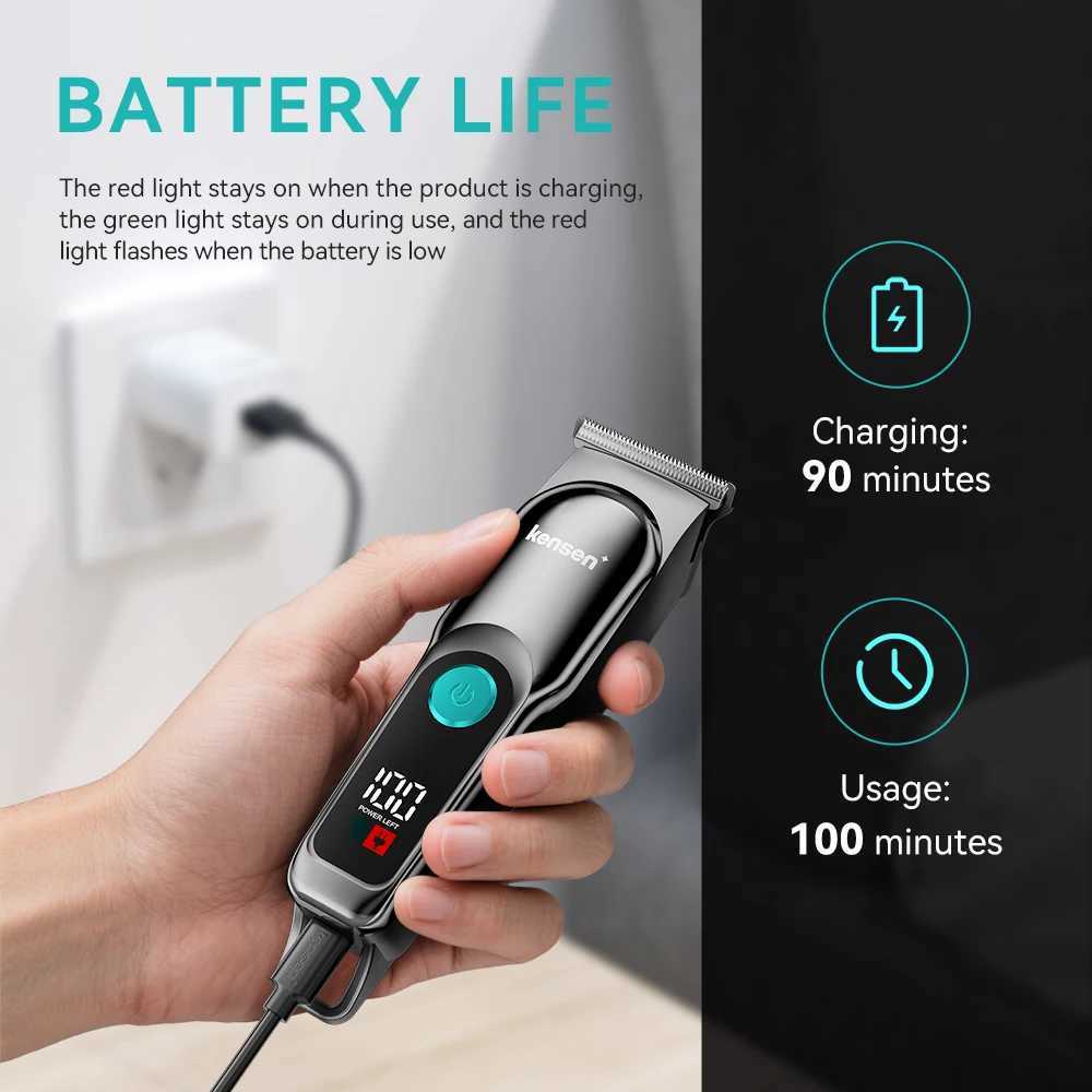 KENSEN S2 Hair Clippers for Men Cordless Beard Trimmer Hair Trimmers Set 6800RPM Shaver Hair Cutting Machine Clippers for Barber R250926