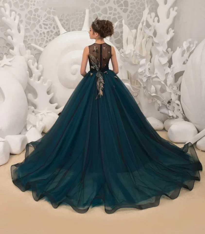 Flower Girls Dress Wedding Bow Beaded Evening Children Princess Party Pageant Gowns Girl Birthday Dresses Lace Appliqued Z250926