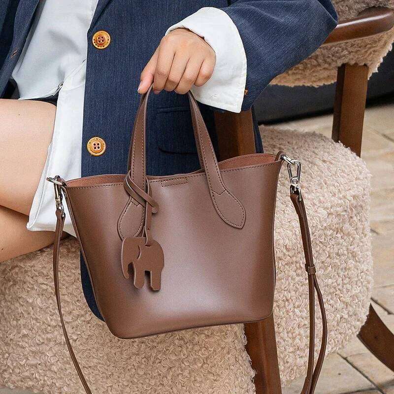 Women's Natural Genuine Leather Shoulder Bag Female Large Capacity Soft Cowhide Handbag Ladies Fashion Designer Bags Suotong2509