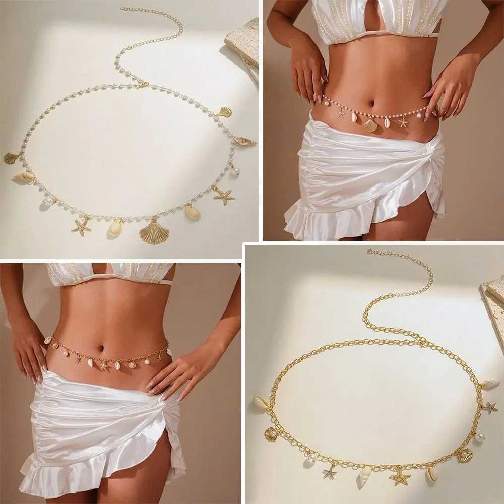Hot Selling Monolayer Starfish Shell Pendant Hollow Out Alloy Waist Chain Beach Bikini Body Chain L250926