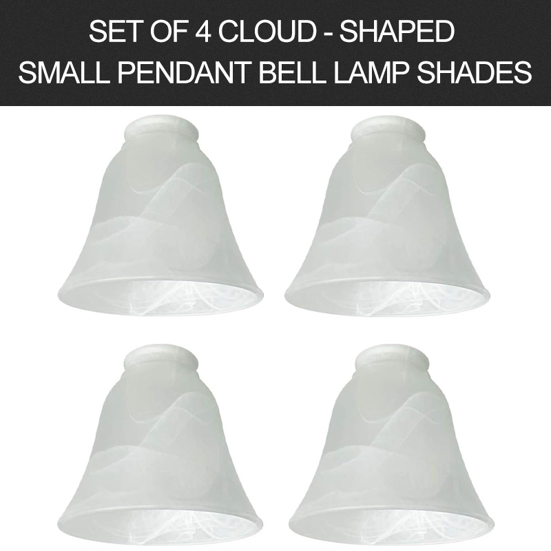4 Pack Ceiling Fan Light Covers, Transitional Style Replacement Bell Shaped Glass Shade Ceiling Fan Replacement Globes (Alabaster, 4-3/4'')