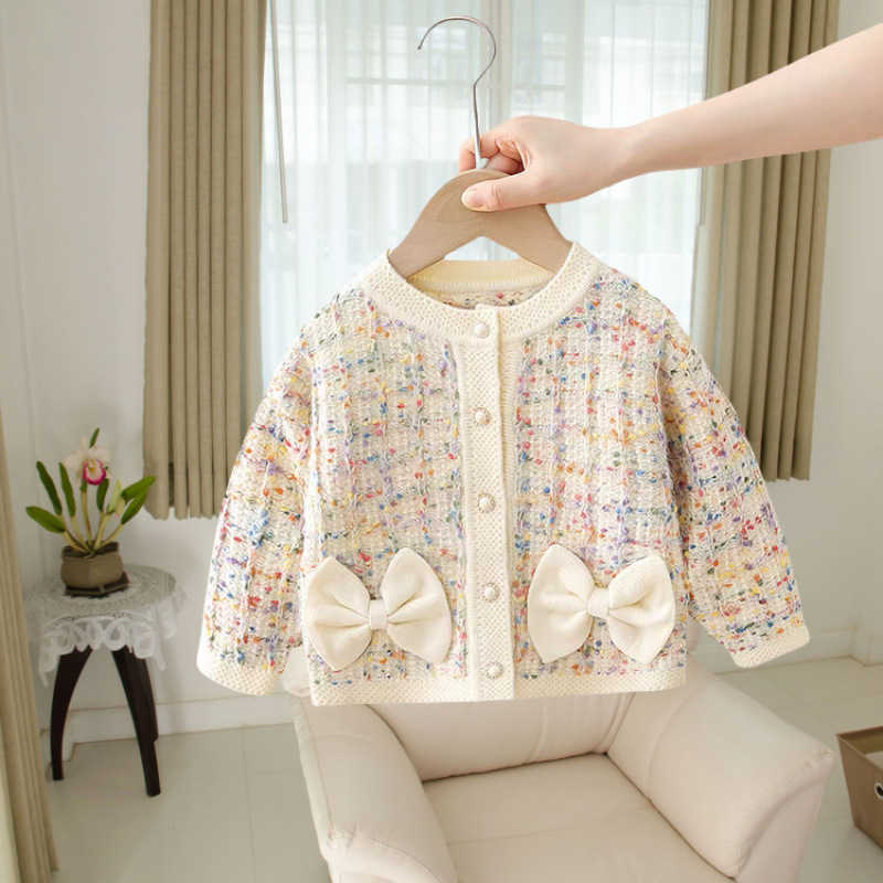 Girls Spring and Autumn Coat Stylish Cardigan Sweater for Girls 2025 Childrens Autumn Clothing Fashionable Toddler Autumn Outfit C250925