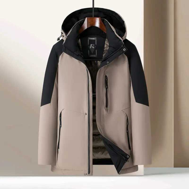 Classic Red Winter Jacket For Men 2025 Detachable Hood Dad Cotton Padded Coat Warm Thick Soft Mature Men Casual Down Jacket W250926