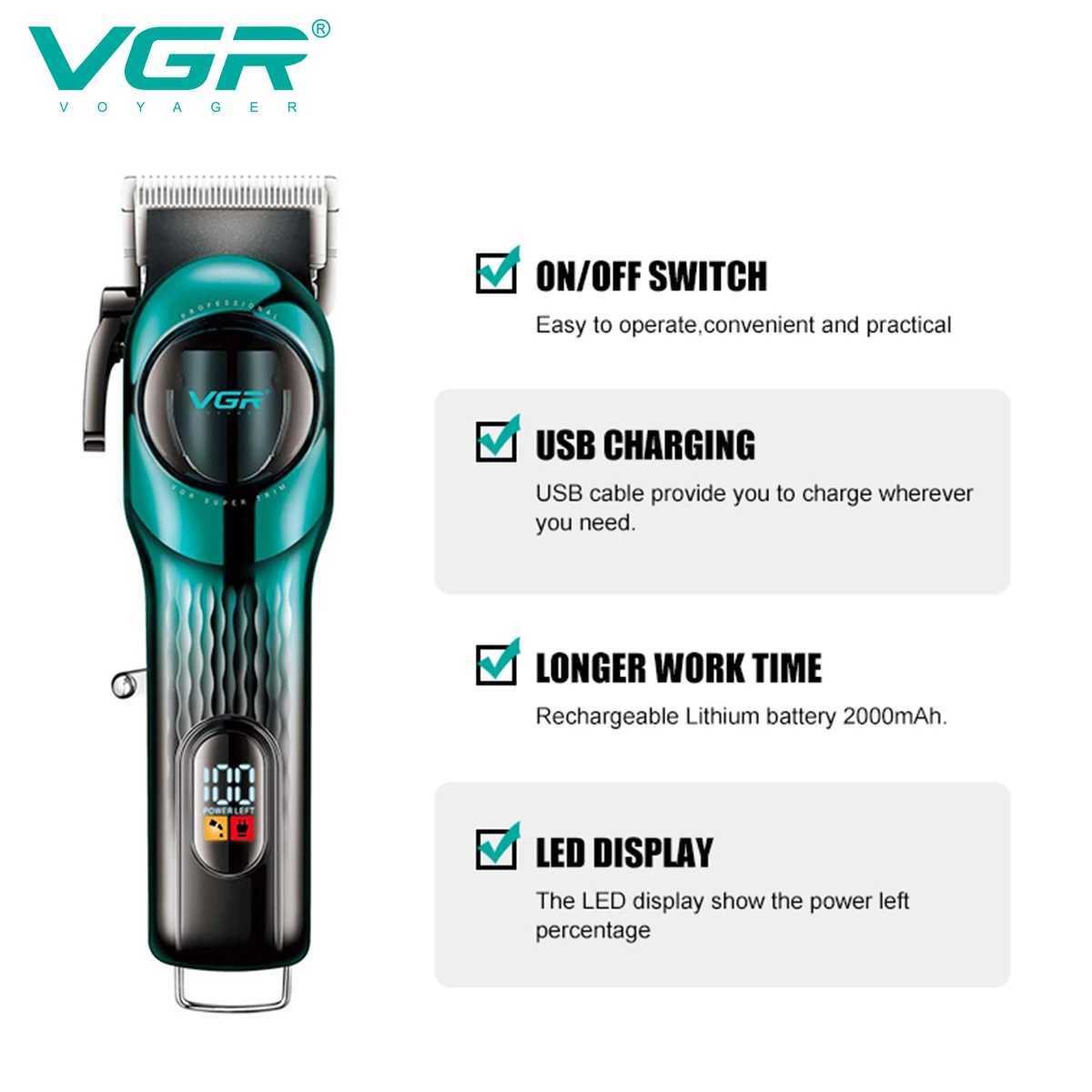 Hair Clipper Professional Barber Rechargeable Hair Cutting Machine 9000 RPM Hair Trimmer Adjustable Clipper for Men V166 R250926