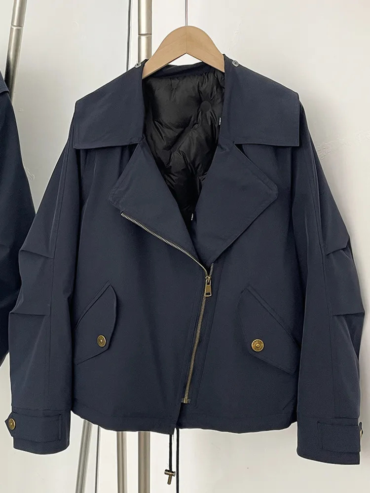 ZMEENNA Womens Black Trim Parka Jacket Warm Winter Coat ious Large Fur Collar Outerwear Chic Fashion Style ZM3362 250917