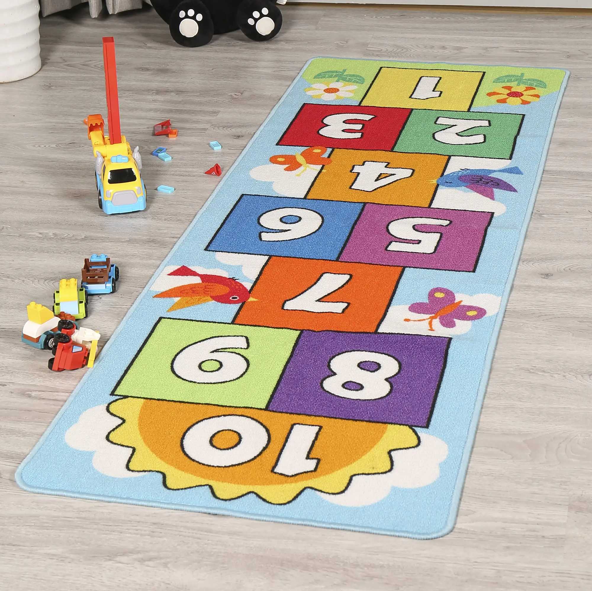 VIKAMA Cartoon Hopscotch Digital Game CarpetRug Room Game Carpet Childrens Game Mat Yoga Mat Rug For Bedroom C250926