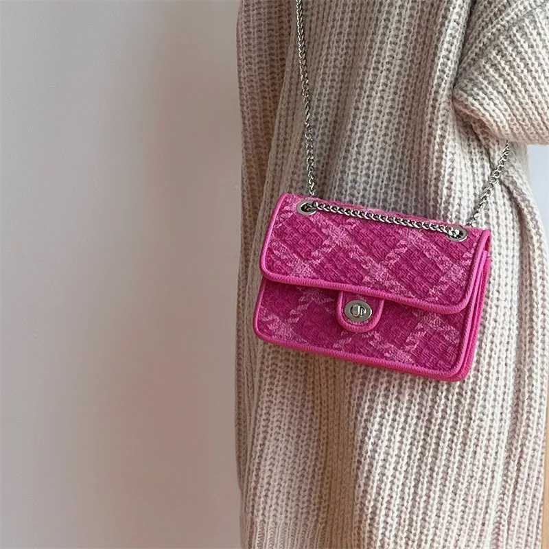 Tweed Knitting Women Shoulder Crossbody Bags Simple Chain Design Female Purse Handbags Fashion Ladies Locks Underarm Bag Z250926
