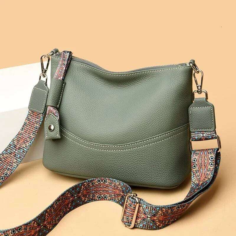 Women's Fashion Cow Leather Crossbody Bags Female Casual Commute Soft Handbags Ladies Retro Real Cowhide Shoulder Bag For Lady Suotong2509