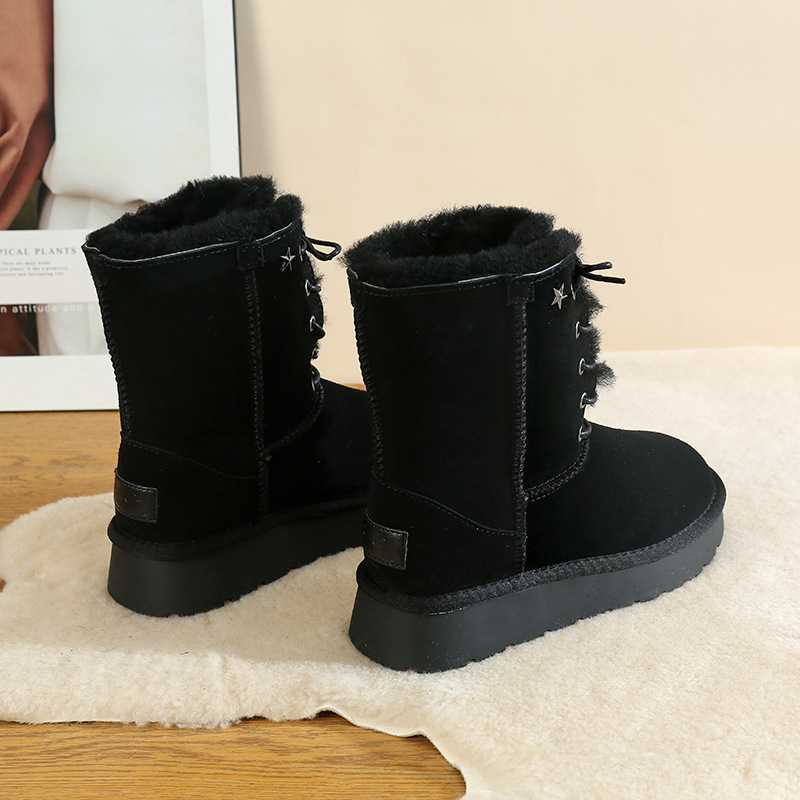 CE designer shoes Free shipping oxhide affordable luxury Winter anti slip snow boots with thick plush cotton shoes Easy to store white