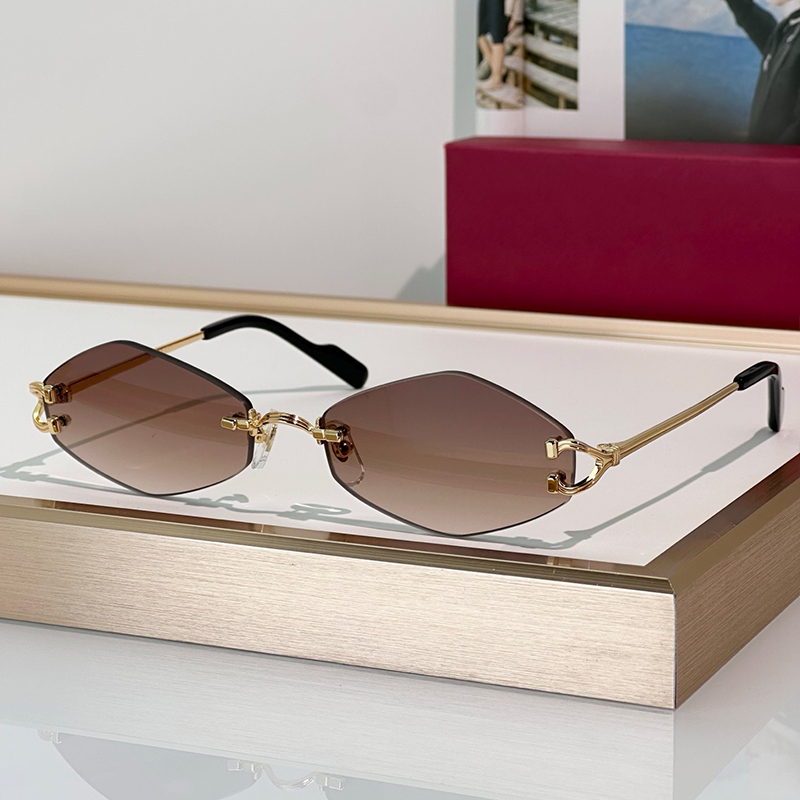 Designer Sunglasses For Women And Men Rimless Polygons Eyewear 0967 Luxury Sunglasses Outdoor Goggles UV400 Protection Glasses With Box