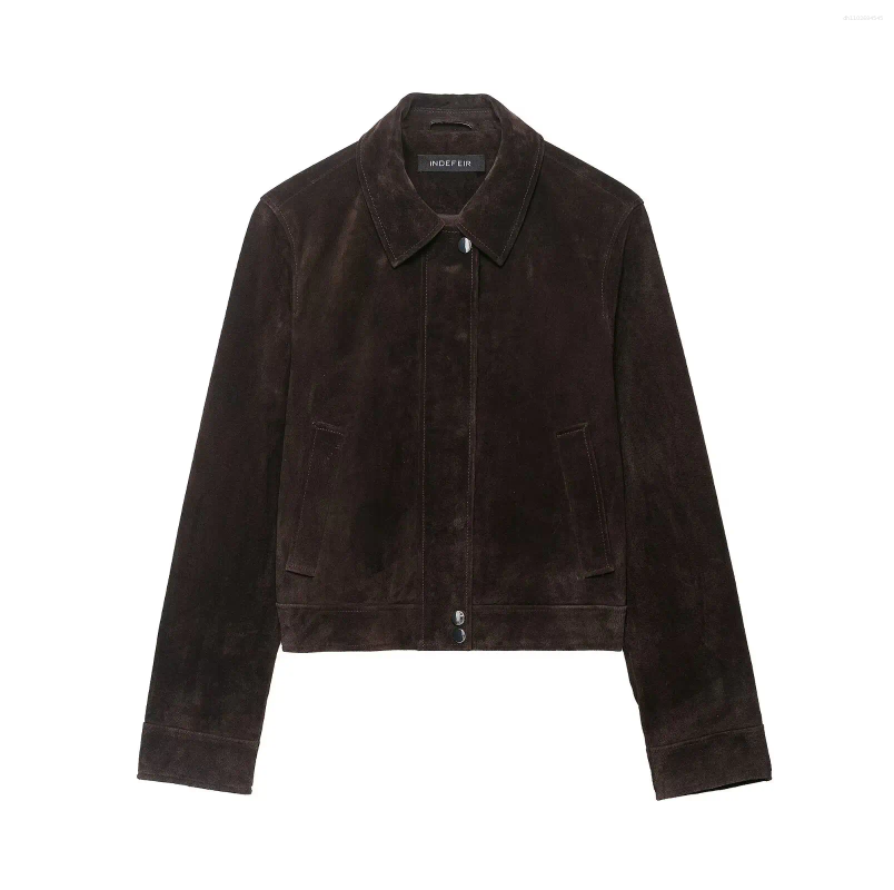 Women's Jackets Fashion Laple Suede Zipper Pockets Women Full Sleeve Breasted Short Autumn Winter Lady Outwears