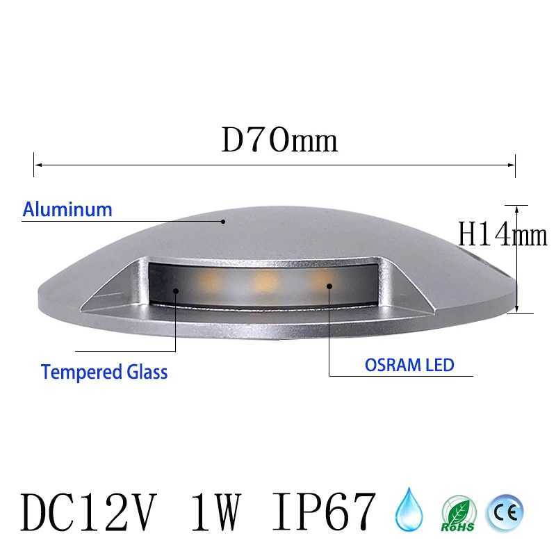 DC12V 1W UltraThin Led Outdoor Waterproof Garden Terrace Lawn Lamp IP67 Step Stair Deck Ground Spot Surface Mounted Spotlight C250925
