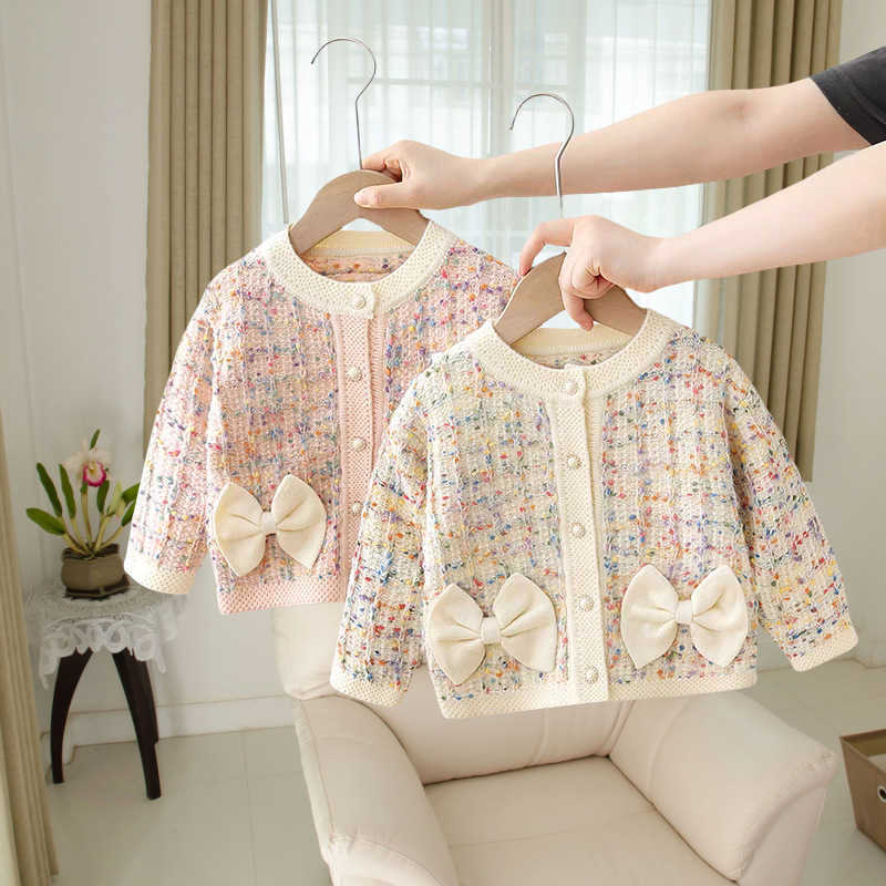 Girls Spring and Autumn Coat Stylish Cardigan Sweater for Girls 2025 Childrens Autumn Clothing Fashionable Toddler Autumn Outfit C250925
