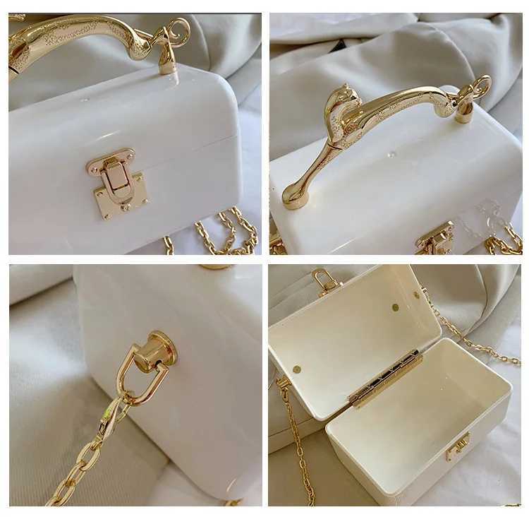 Square Box Party Handbag For Women Metal Leopard Handle Marbling Shoulder Chain Bag Female Tote Crossbody Bag Wedding Pouch Z250926