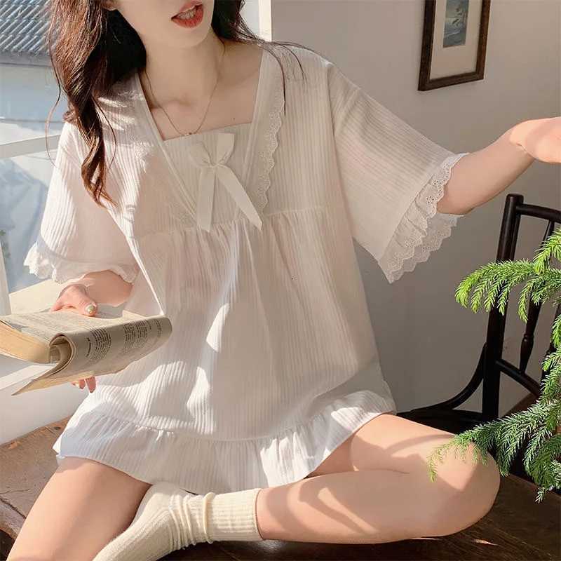 Style Pajamas Ladies Summer Loungewear Set ShortSleeved wiTH Cushion Korean Small Sweet girlfriends Loungewear Set Z250925