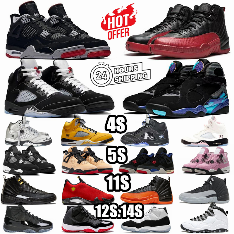 Designer shoes Basketball Shoes 4s 5s 11s 12s 14s Unc Top Mens Womens Fire Red Metallic Reimagined Black Cat 4 SP Infrared Retro Carmine White Cement Grey Pink Trainers