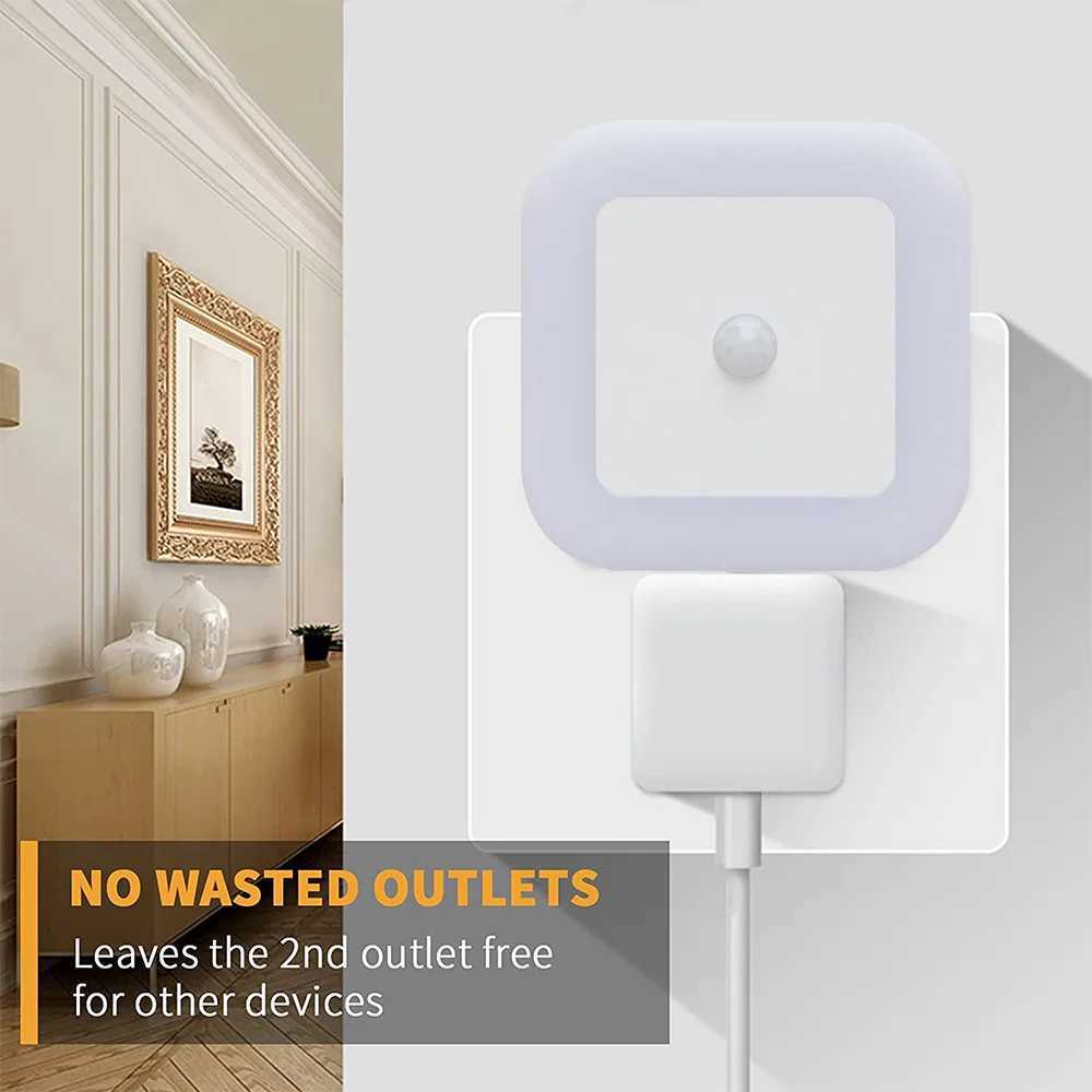 Wireless LED Night light with Motion Sensor EU UK Plugin Auto Dusk to Dawn Sensor Energy Efficient Lamp For Kids Children Home C250925