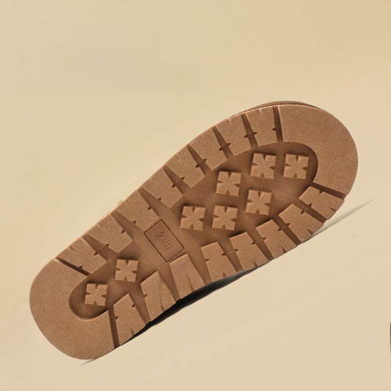 Sheepskin Thick-Soled Snow Boots for Women, Mid-Calf, Warm Fleece-Lined 2024 Winter New Cotton Shoes