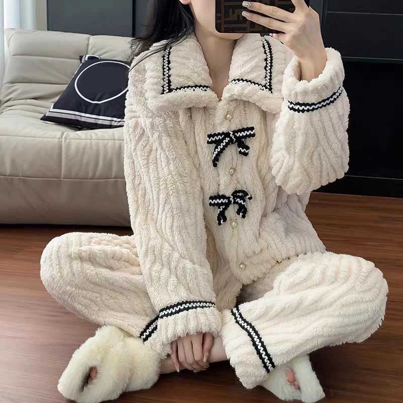 2Pcsset womens pajamas autumn and winter students home wear padded and thickened warm princess clothes womens clothing Z250925