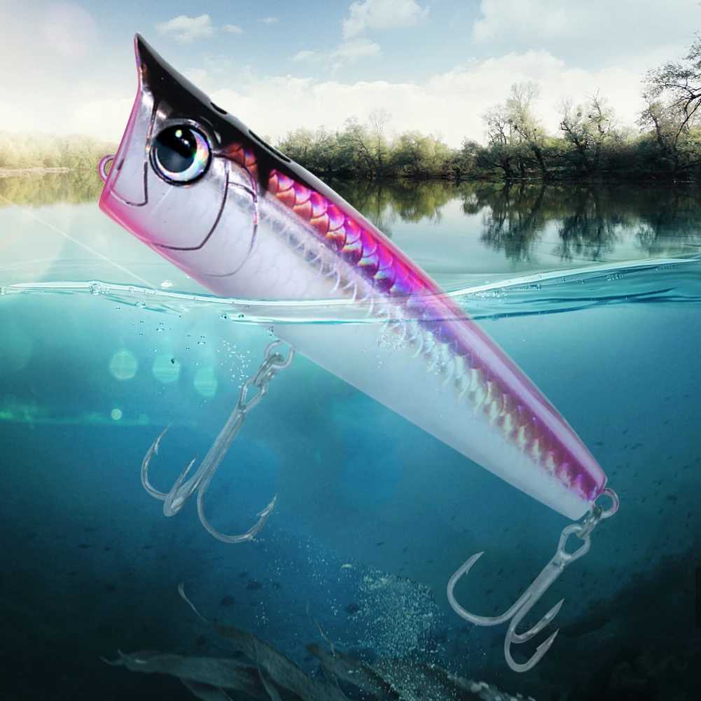 Floating Fishing Lure with Hook Topwater Bubb Baits 3D Eyes Minnow Popper Crank Baits for Freshwater Saltwater Surface Fishing W250926