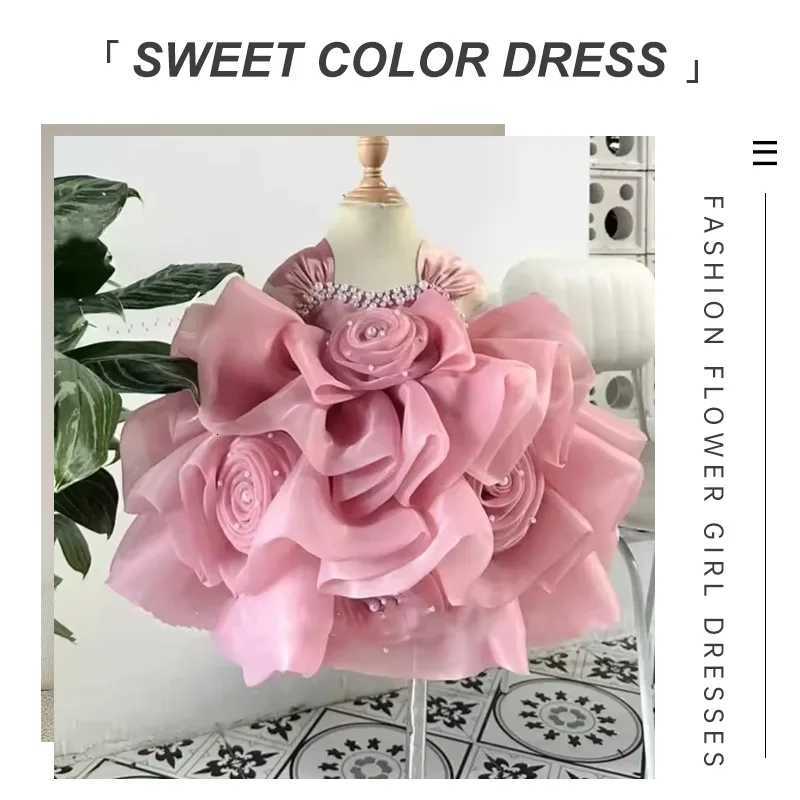 Luxury Puff Ball Gowns Flower Girl Dresses Pink Ball Gown Birthday Party Dress for Girls Tiered Puff Glitter Kids Pageant Gown Z250926