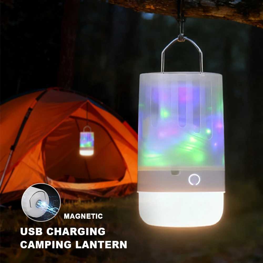 Camping Lights Rechargeable Lamp LED RGB Magnetic Attraction Camping Lantern Power Bank USBType C LED Night Light C250925