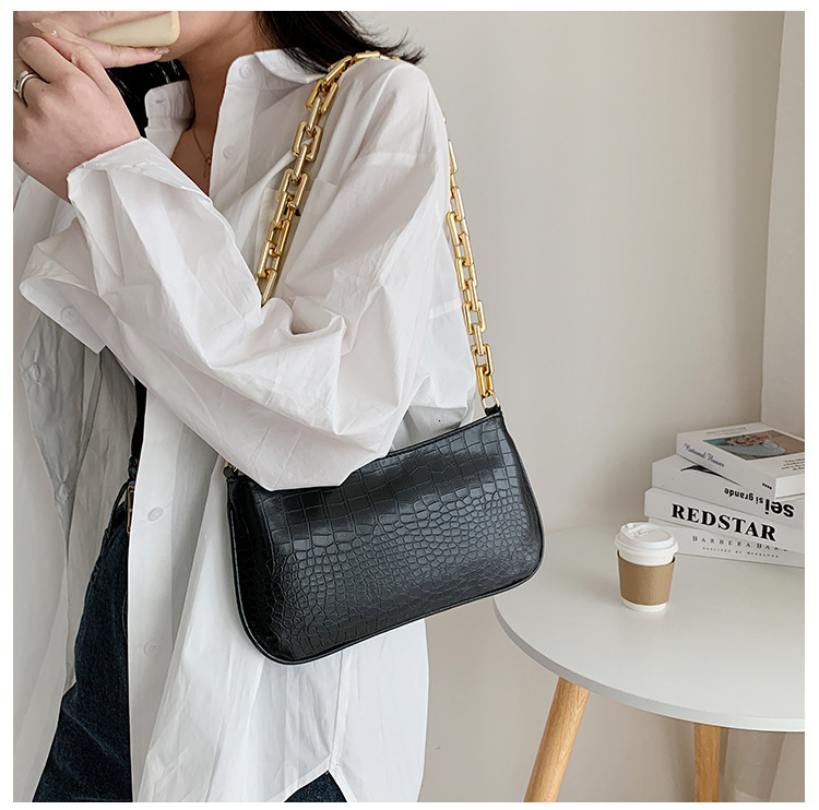 2025 Autumn/Winter Women's New Texture Bag French Personalized Light Luxury Retro Style Stone Pattern Handbag Fashion Chain Shoulder Bag Designer