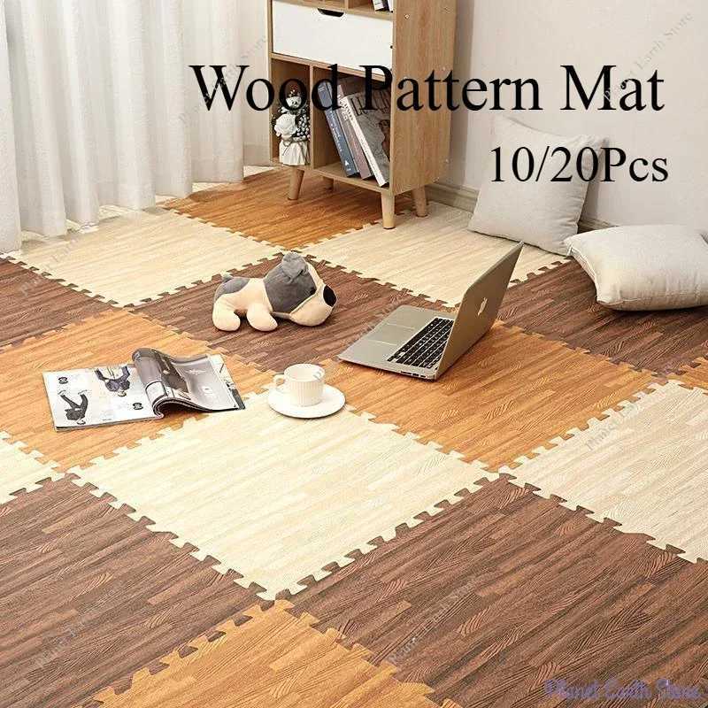 1020Pcs Wood Grain Puzzle Floor Foam Carpet Bedroom Splicing Mat Baby Sports Play Mat Decorative Carpet Exercise Tiles 3030cm C250926