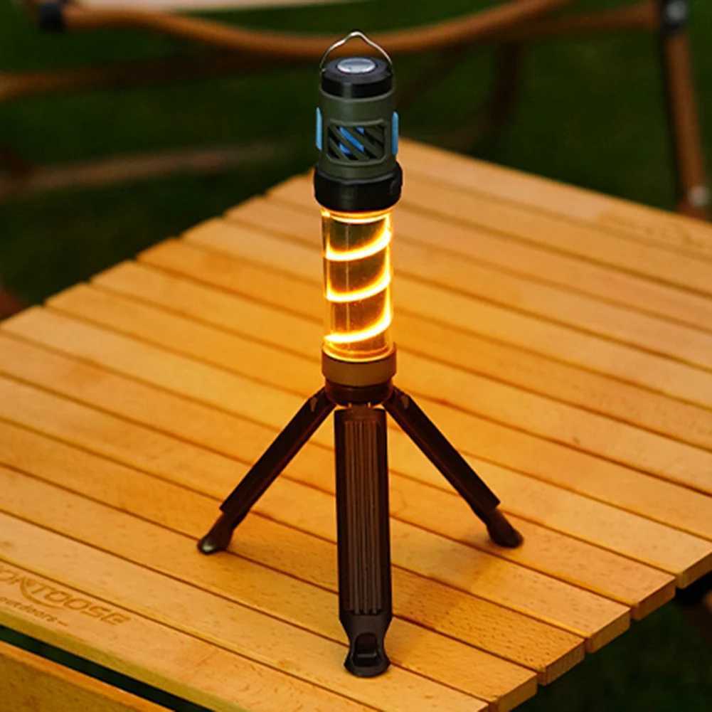 3 in 1 Camping Lantern USB Rechargeable Camping Light Waterproof Night Fishing Lights with Triangle Bracket for Outdoor Camping C250925
