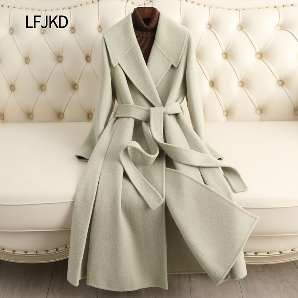K2252 Double-faced cashmere coat women's mid-length 2025 autumn and winter new slim fashion high-end sheepskin coat