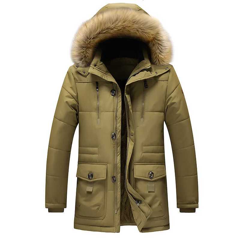 Mens new winter thick jacket coat fleece outerwear mens long and midlength cotton coat warm and protective high quality W250926