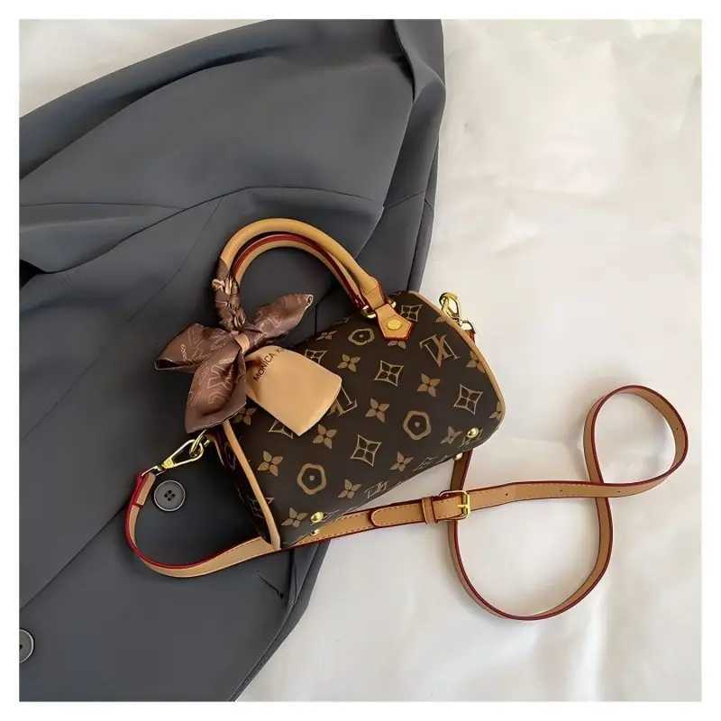 Highend style bag 2025 new vintage print pillow bag Boston single shoulder crossbody bag Classic print casual handbagW250926