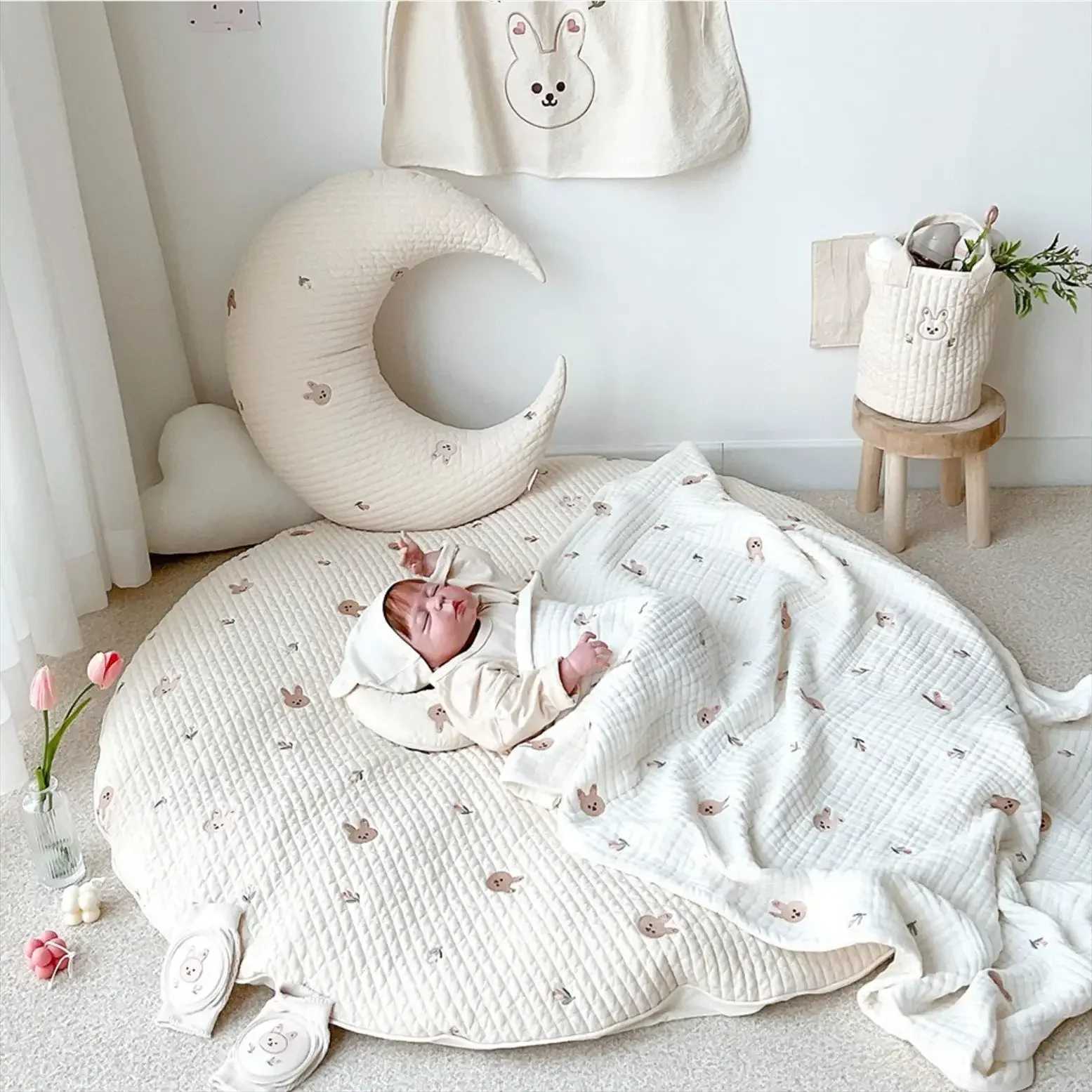 Newborn Baby Padded Play Mat Soft Cotton Crawling Blanket Activity Mat Girl Game Rug Round Floor Carpet For Kids Room Decoration C250926