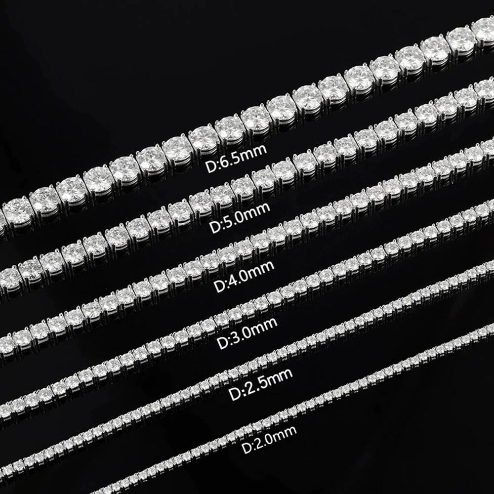 28mm D VVS1 Moissanite Tennis Bracelet For Women Men Sparkling Diamond GRA 925 Sterling Silver Plated 18k White Gold Bracelets