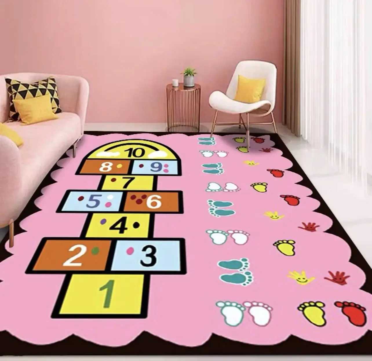 VIKAMA Childish Style Carpet Machine Washable Carpet Cartoon Hopscotch Floor Mats Childrens Room NonSlip Bedroom Rugs C250926