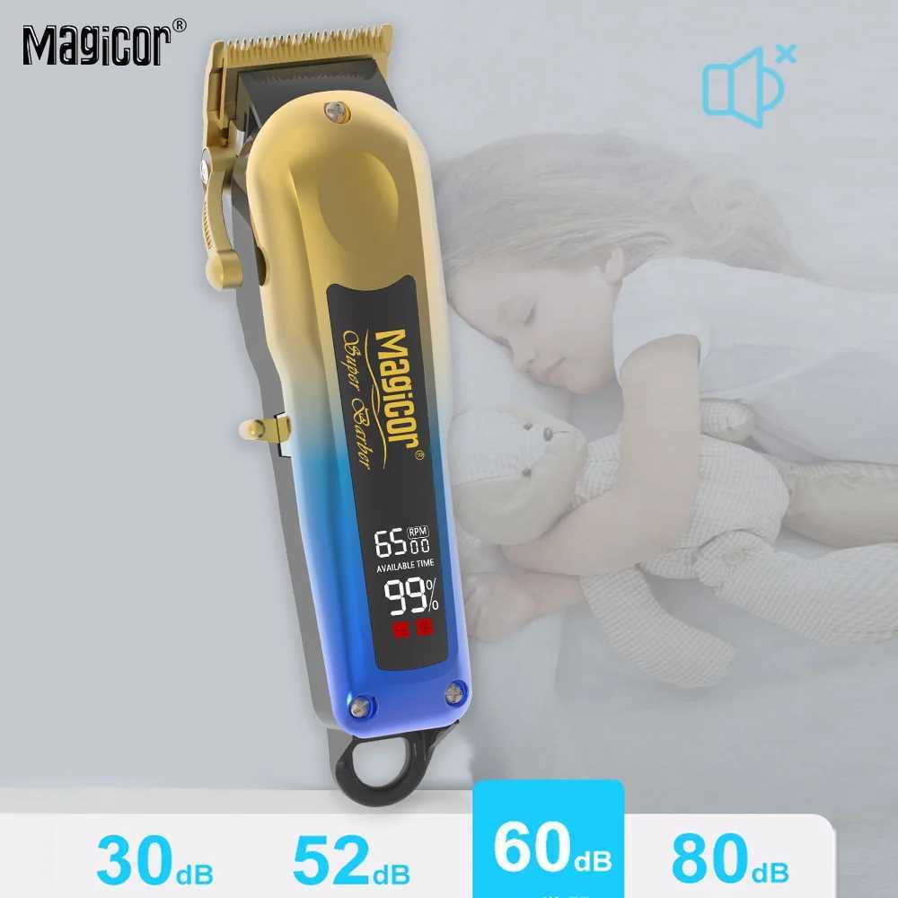MAGICOR Professional Hair Clipper LED Display Golden Blue Gradient USB Rechargeable Cordless for Men Hair Cutting Machine R250926