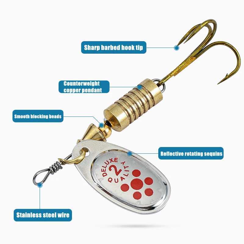 New 10PCS Spinner Spoon Metal Bait with Box Sequins Crankbait Spoon Baits Bass Trout Perch Pike Rotating 63cm 7g W250926