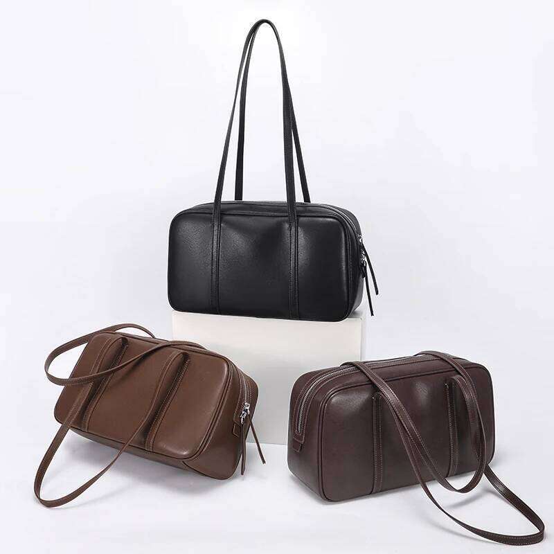 Women's Cow Genuine Leather Shoulder Bags Ladies Fashion Designer Handbags Female Retro Commute Boston Cowhide Handbag Suotong2509