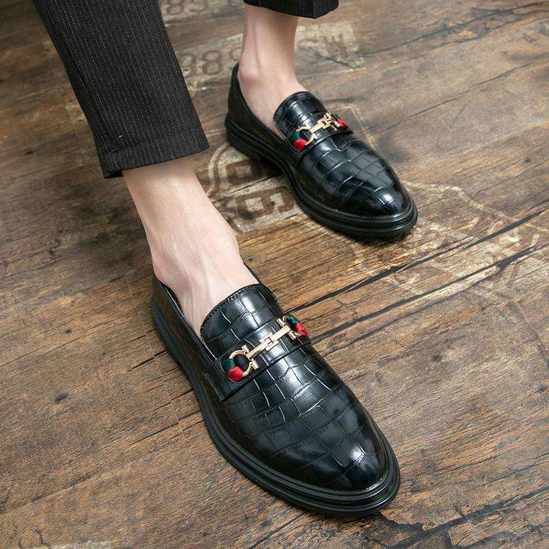 Summer Square Shaped Business Suit Men's Leather Shoes