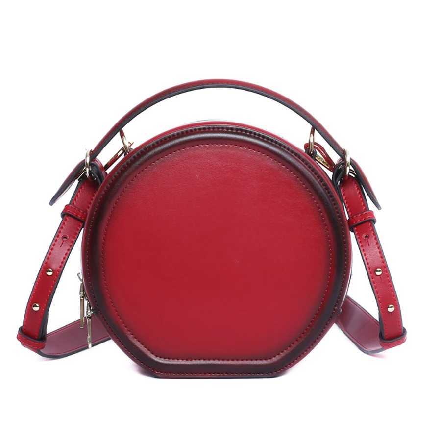 Fashionable new genuine leather womens bag retro round cowhide crossbody bag one shoulder handbag cylindrical bag Z250926