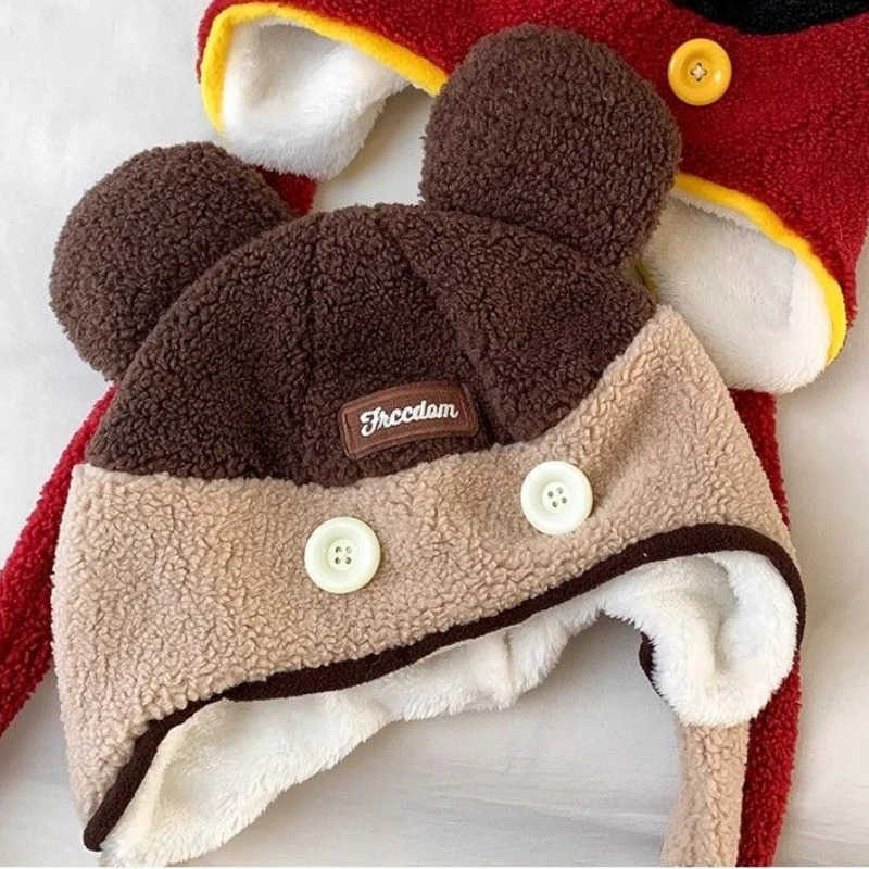 Disney Mickey Creative Cartoon Pullover Ear Protection Hat Couple Autumn and Winter Outdoor ColdResistant Warm Leifeng Hat H250926