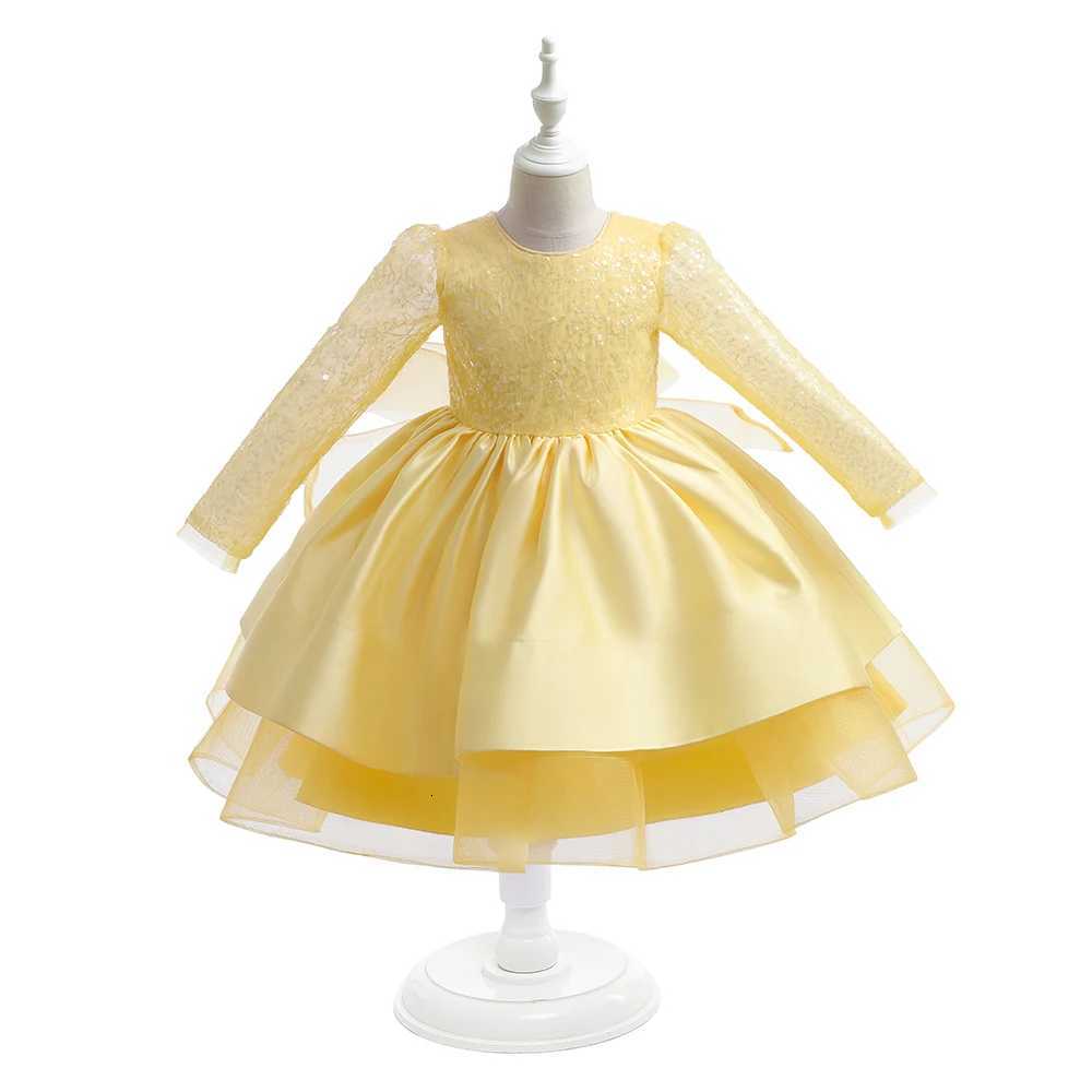 Elegant Girl Party Princess Tutu Gown Wedding Dress For Kids Bow Long Sleeve New Year Clothes 213 T Birthday Costume Vestidos Z250926